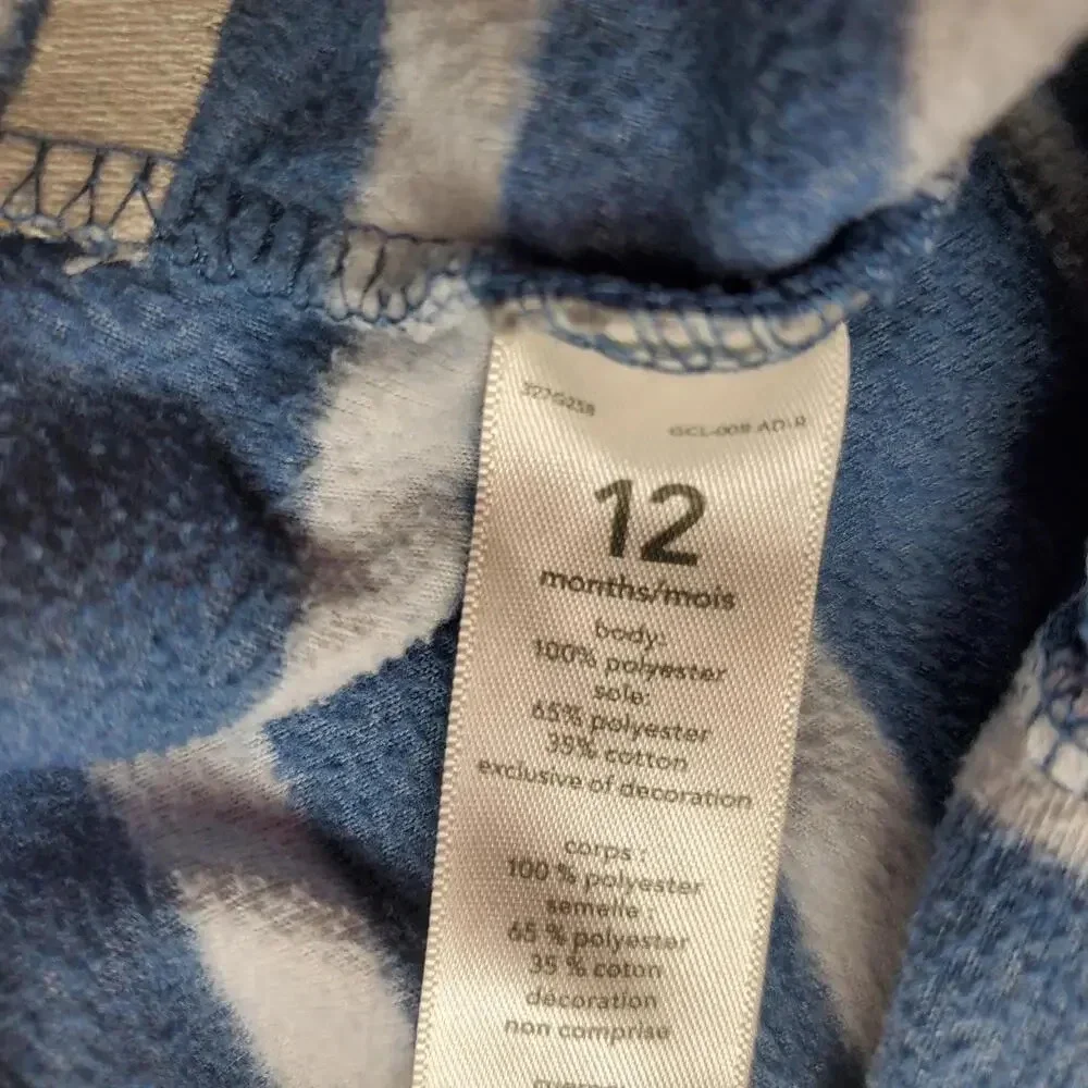 Carter's Size 12m Fleece Footed Pajamas Blue Striped Moose